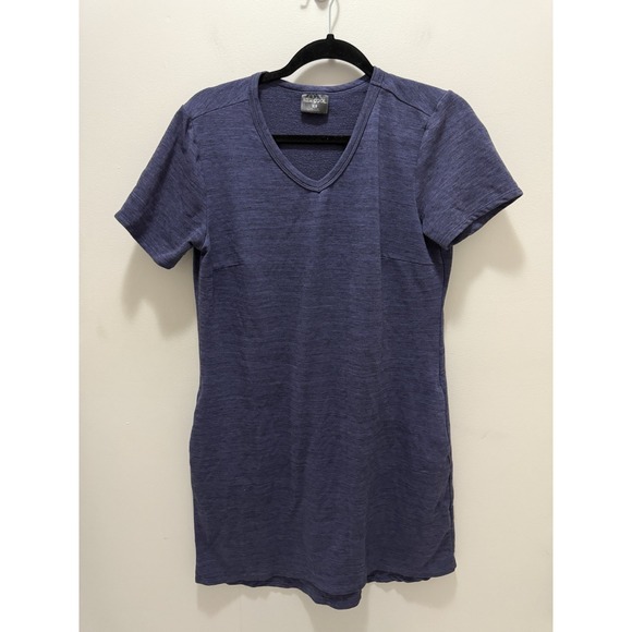32 Degrees Ladies Dress Size M Blue Short Sleeve V-Neck Casual Stretch - Picture 1 of 8